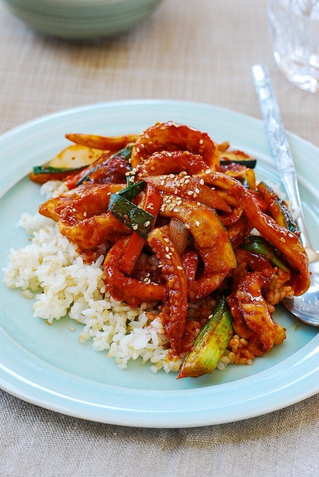 Spicy Stir Fried Squid Ojingeo Bokkeum Korean Bapsang